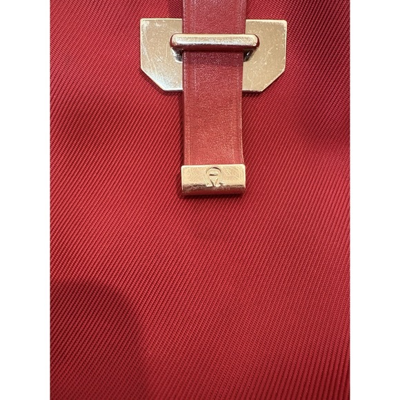 Red Leather Mini Backpack Purse Etienne Aigner Multiple Compartments Zip Pocket - Picture 2 of 13